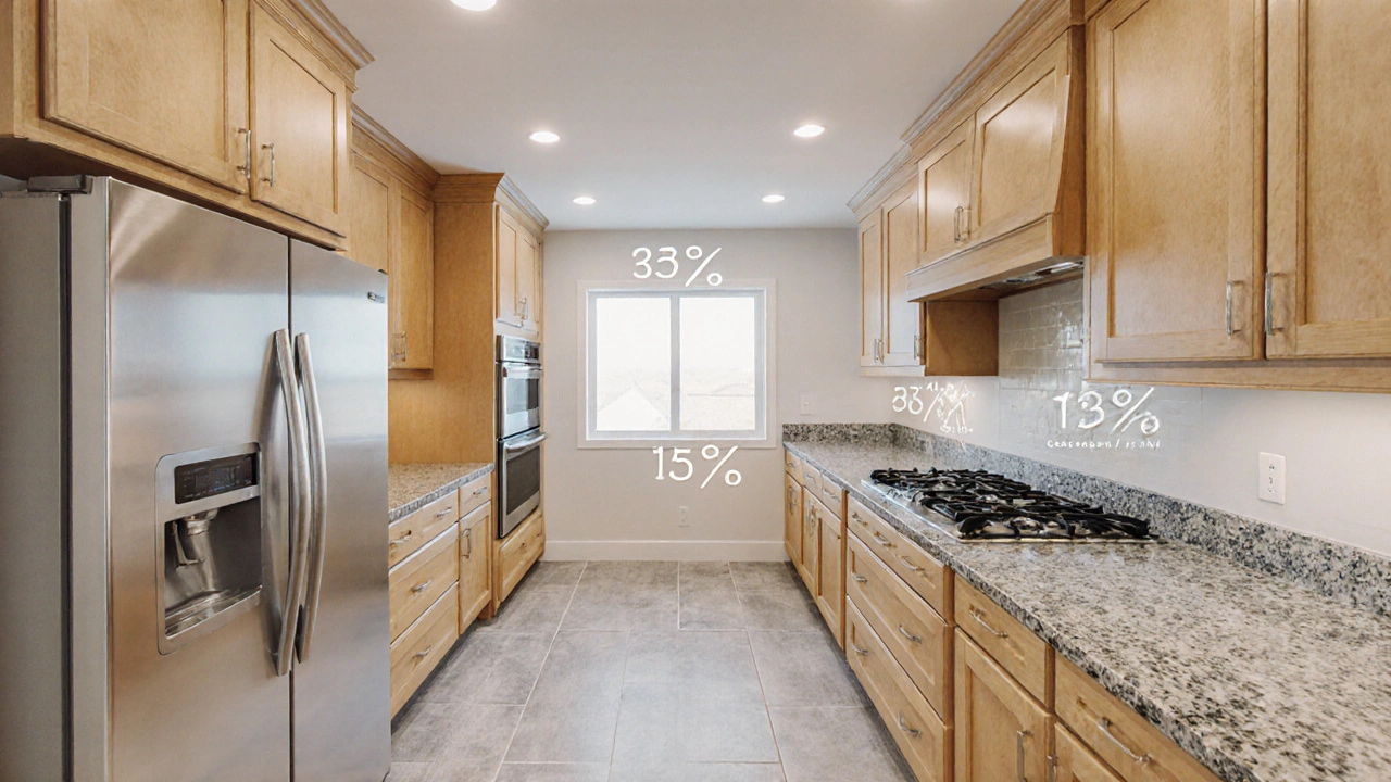 Mid‑range kitchen remodel featuring maple cabinets and quartz countertop.
