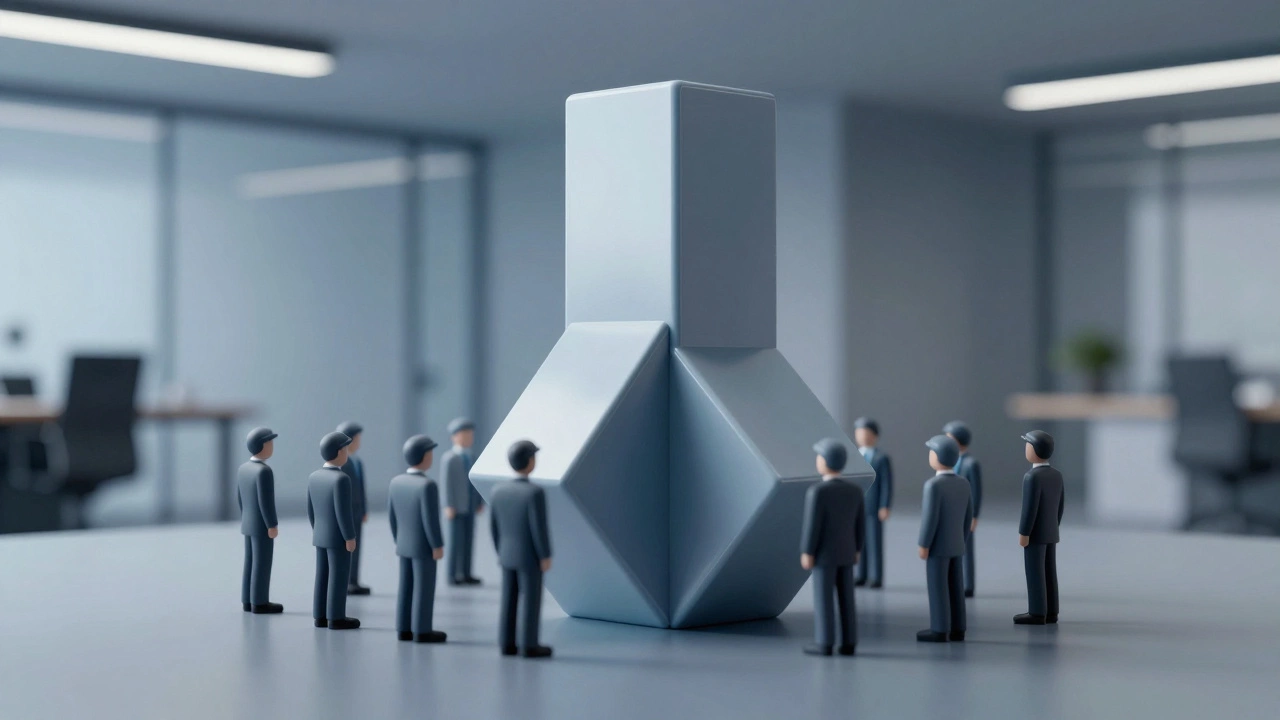 Abstract blocks merging into one large structure symbolizing corporate consolidation