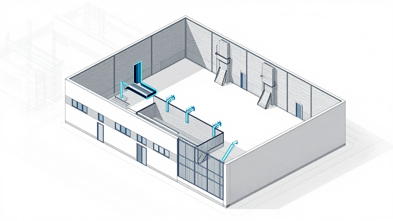 Blueprint overlay showing fire safety and accessibility upgrades