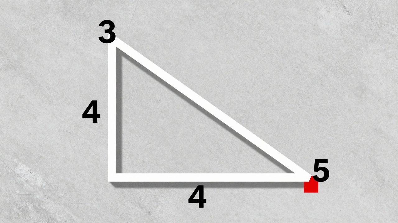 Diagram showing 3-4-5 triangle geometry for squaring angles