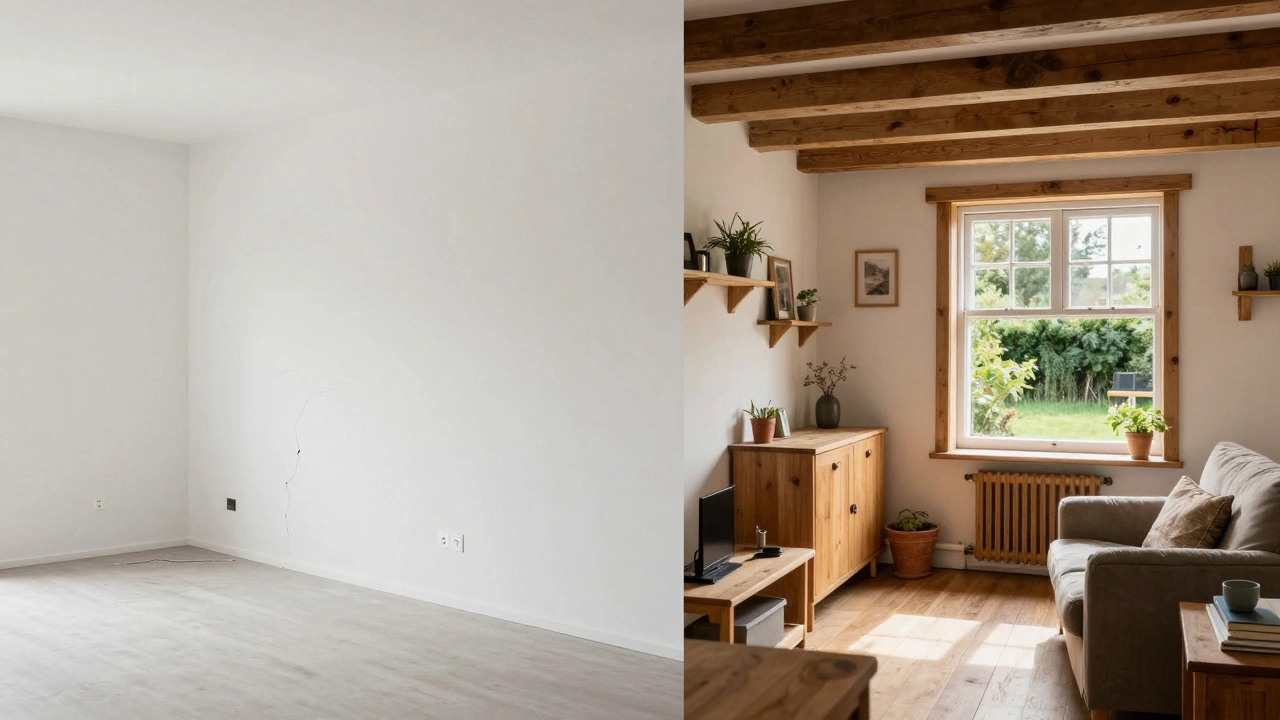Contrast between sterile new build and cozy older home