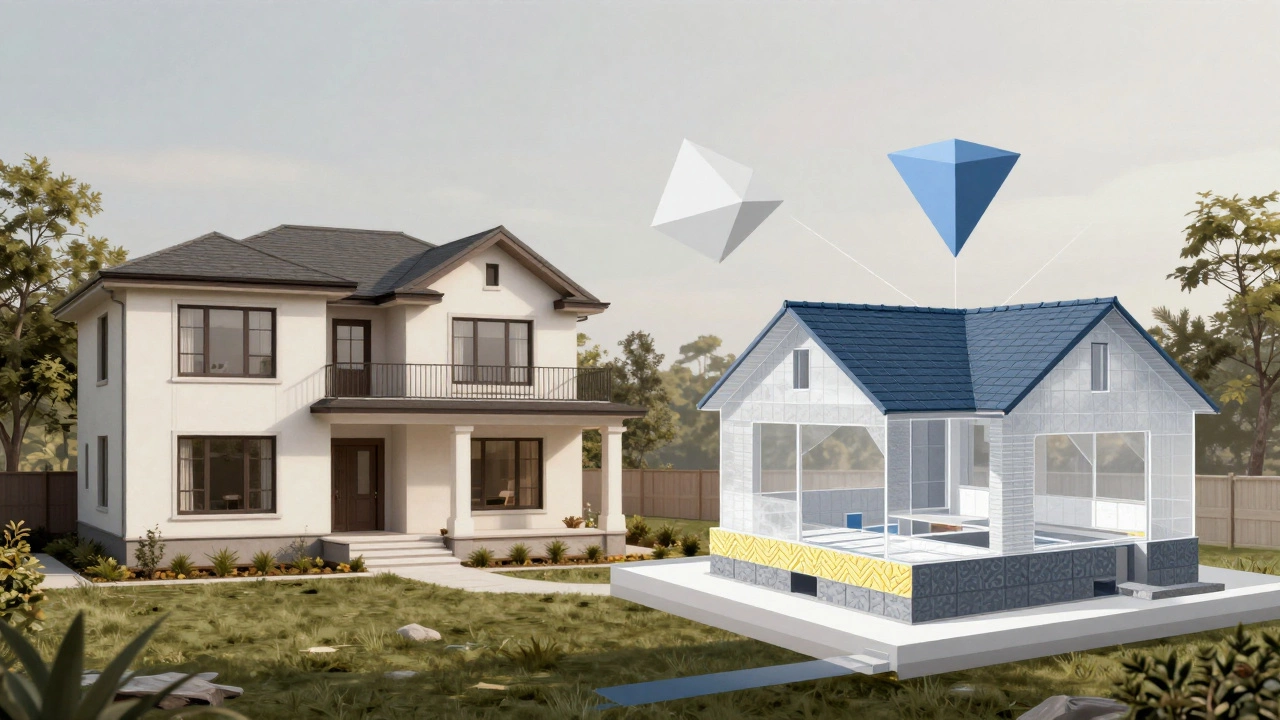Conceptual art showing home construction layers and costs
